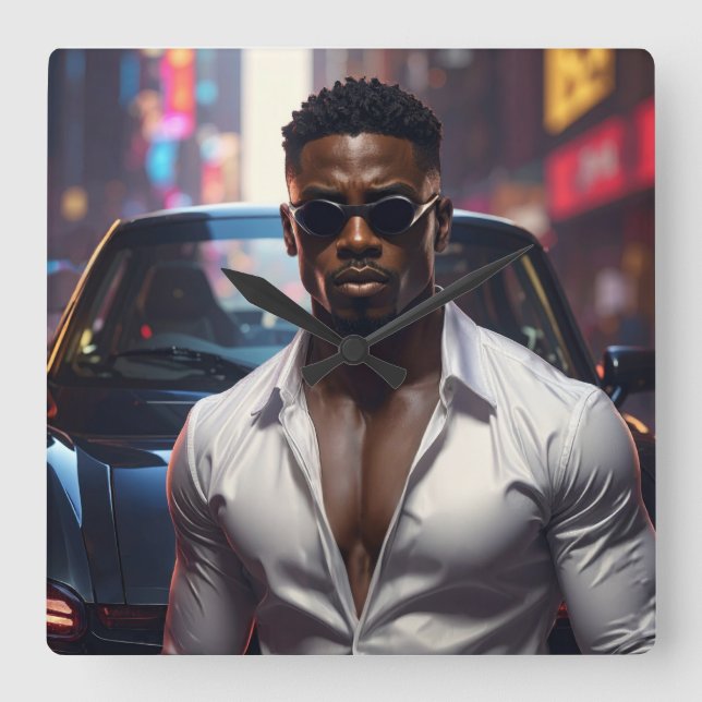 Hip Hop - American Rap Star -  Fyrkantig Klocka (Framsida)