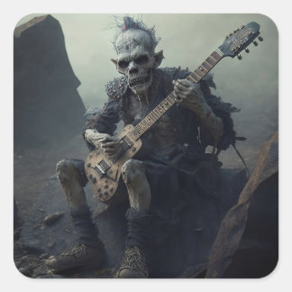 Hip hop Art zombie spelar elgitarr Fyrkantigt Klistermärke