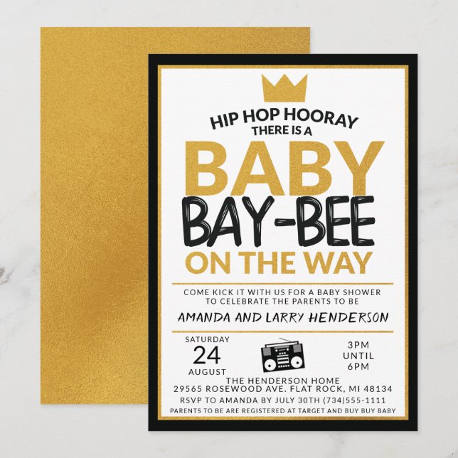 Hip Hop Baby Shower Inbjudan (Fram/baksida)