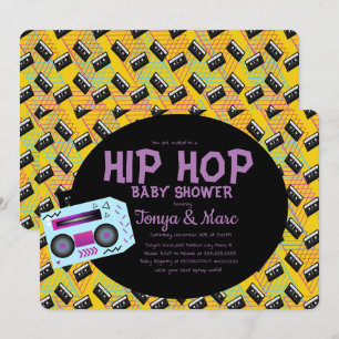 Hip Hop Baby Shower Party Kassett BoomBox Inbjudningar