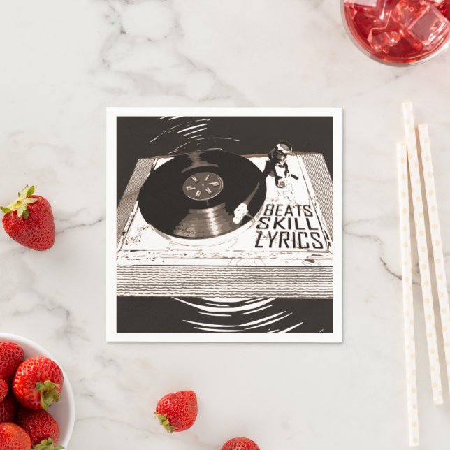 HIP HOP BEATS SKILL LYRICS PÅ TURNTABELLEN PAPPERSSERVETT (Insitu)