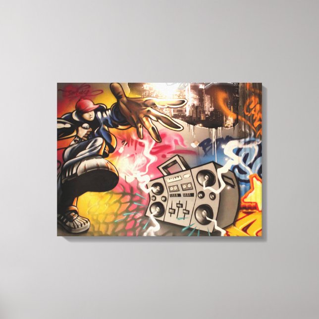 Hip hop Boombox Graffiti Canvastryck (Framsida)