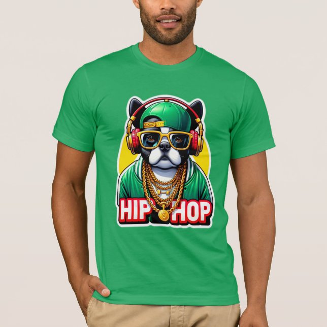 HIP HOP BOSTON TERRIER GRÖNT 6 T SHIRT (Framsida)