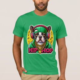 HIP HOP BOSTON TERRIER GRÖNT T SHIRT