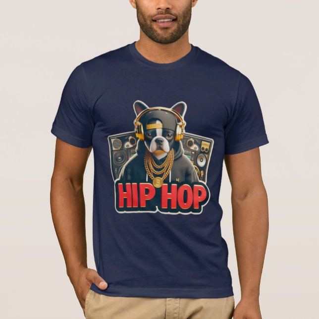 HIP HOP BOSTON TERRIER T SHIRT (Framsida)