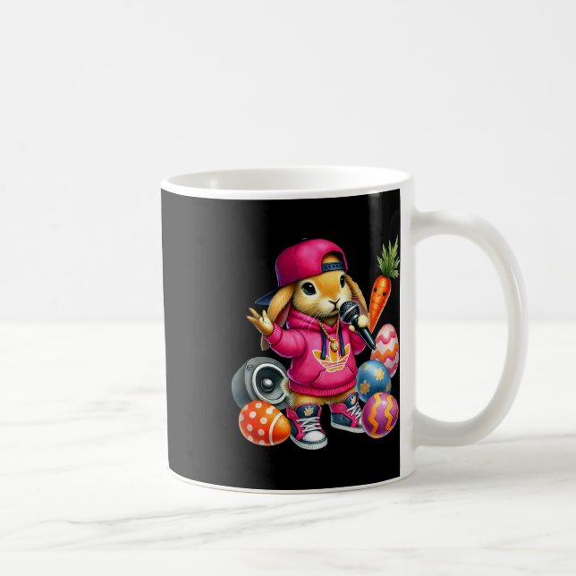 Hip hop Bunny Påskägg Microphone Vibe Kaffemugg (Höger)
