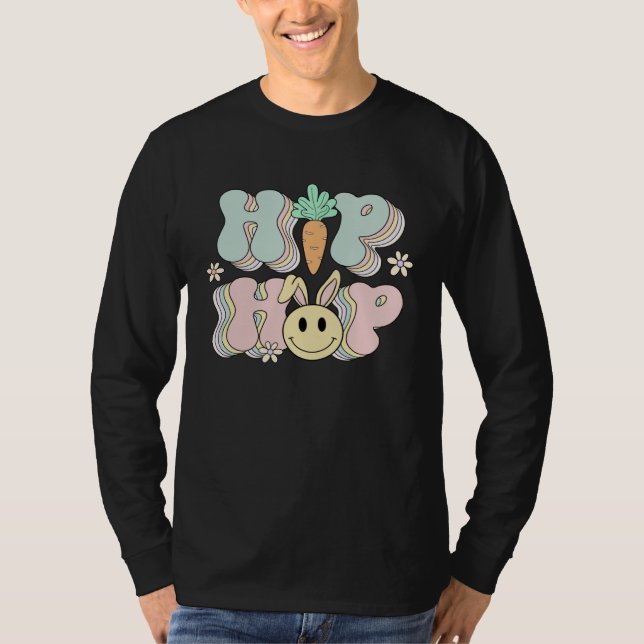 Hip Hop Bunny Smile Face Cute Retro Groovy Rabbit  T Shirt (Framsida)