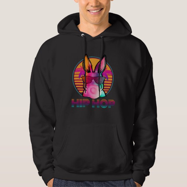 Hip Hop Bunny With Sunglasses Cute Easter  Rabbit  Hoodie (Framsida)