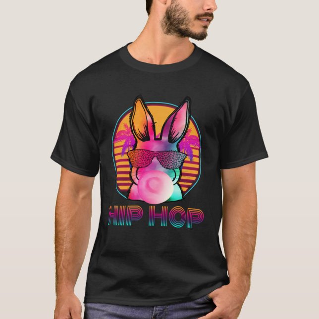 Hip Hop Bunny With Sunglasses Cute Easter  Rabbit  T Shirt (Framsida)