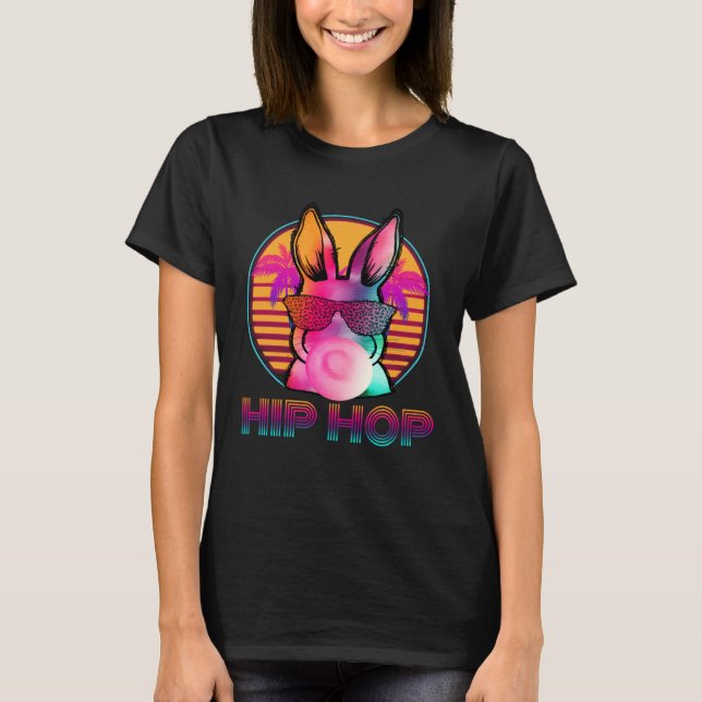 Hip Hop Bunny With Sunglasses Cute Easter  Rabbit  T Shirt (Framsida)