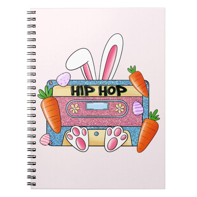 Hip hop Cassette Tape Bunny Anteckningsbok (Framsidan)