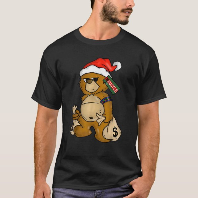 Hip hop Clothing Manar Hipster Santa Nalle Rap T Shirt (Framsida)