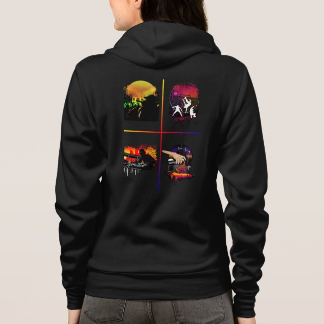 Hip Hop Element Dragkedja Huva MC DJ Breakdance T Shirt (Baksida)