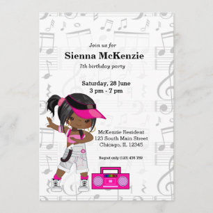 Hip hop flicka inbjudningar