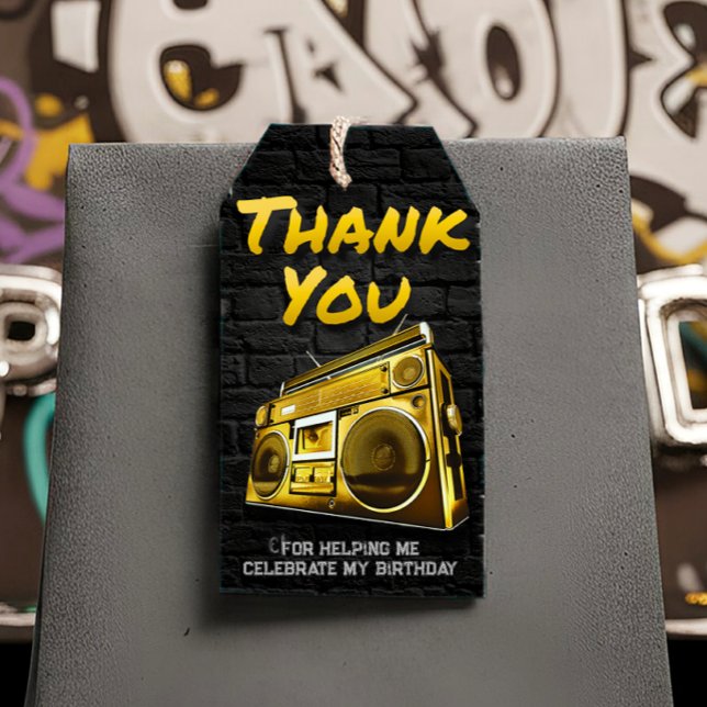 Hip hop födelsedag - favoritmärke presentetikett (Hip hop Birthday - Favor Tag)