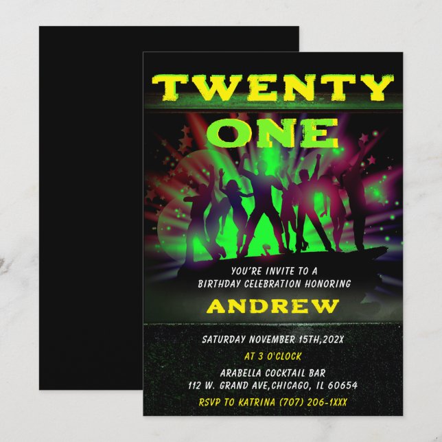 Hip Hop Födelsedagsinbjudan Mall (Fram/baksida)