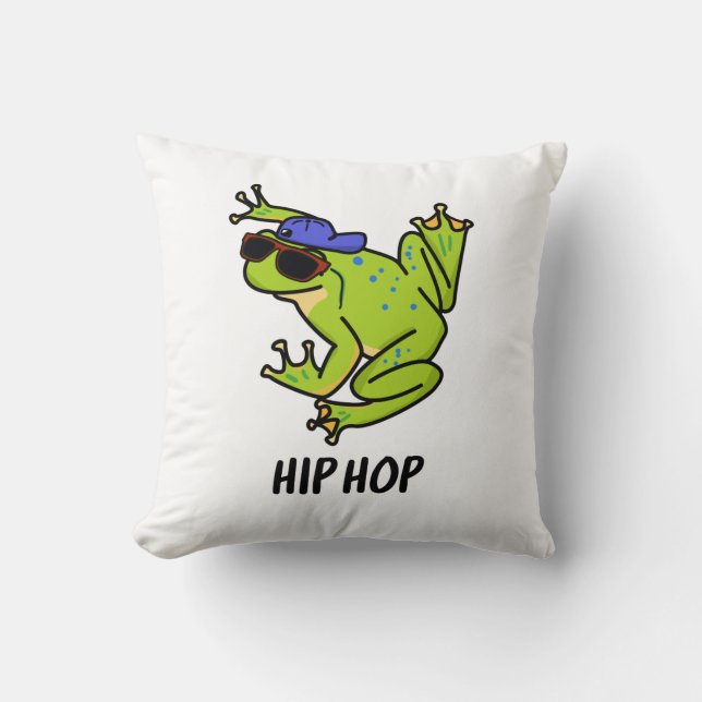 Hip hop Funny Hopping Frog Pun Kudde (Framsida)
