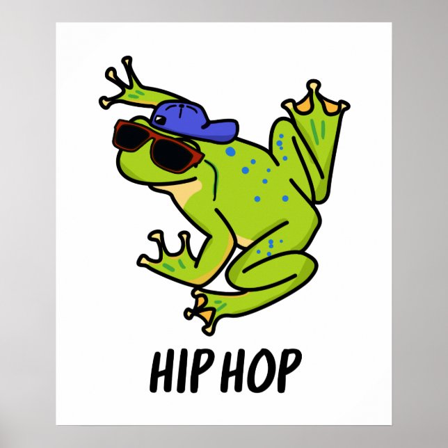 Hip hop Funny Hopping Frog Pun Poster (Framsidan)
