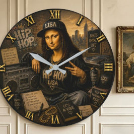 Hip Hop Funny Mona Lisa Urban Music Gift Stor Klocka