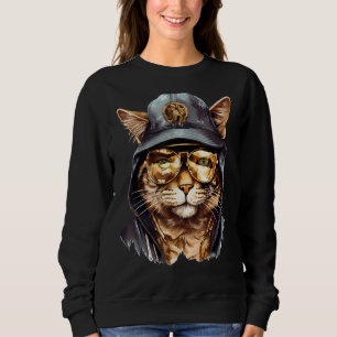 Hip hop Gangster Cat Wat Sunglass T Shirt