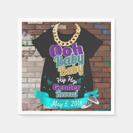 Hip hop Gender Reveal Napkins Lila och Teal Pappersservett