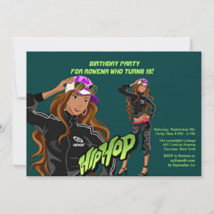 Hip hop Girl Födelsedagsfest inbjudan