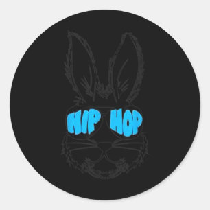 Hip hop Glad påsk Bunny Ansikte med solsken Manar  Runt Klistermärke