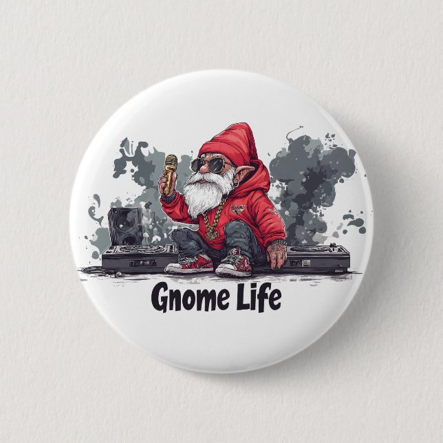 Hip hop Gnome Illustration - Gnome Life Knapp (Framsida)