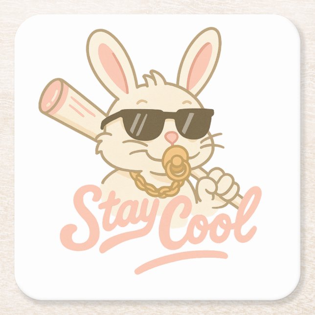  Hip Hop Hare Underlägg Papper Kvadrat (Framsidan)