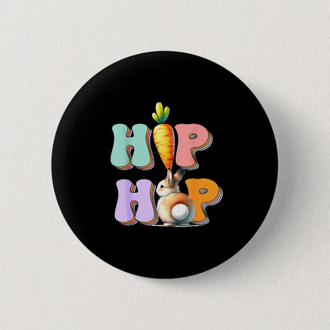 Hip Hop Hippity Rolig Påskhare Pojkar Flickor Barn Knapp (Framsida)