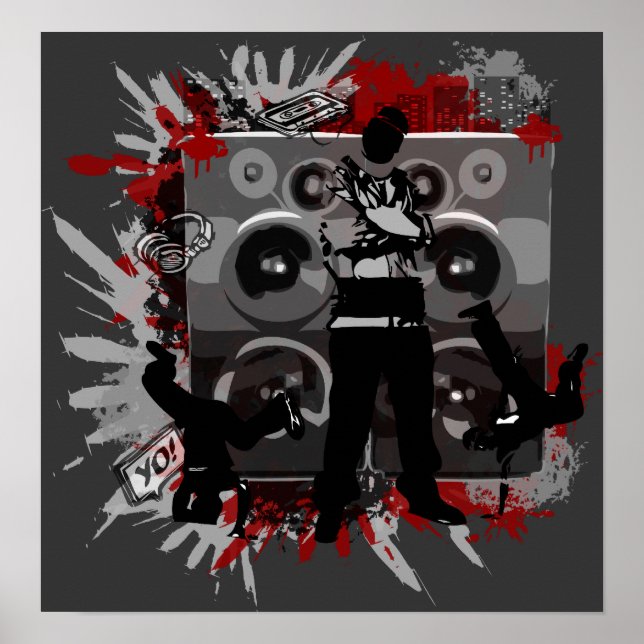 Hip hop högtalare poster (Framsidan)