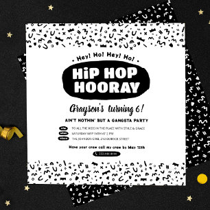 Hip hop Hooray Birthday, 90:e Old school Rap Lyric Inbjudningar