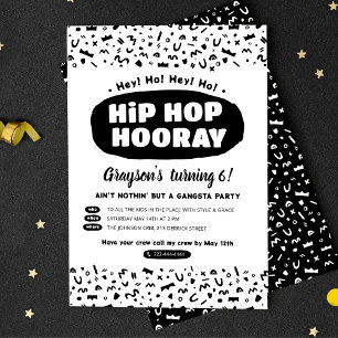 Hip hop Hooray Birthday, 90:e Old school Rap Lyric Inbjudningar
