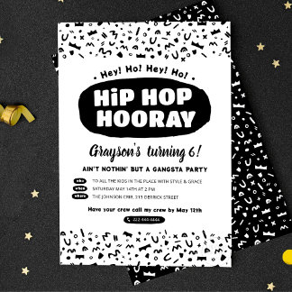 Hip hop Hooray Birthday, 90:e Old school Rap Lyric Inbjudningar