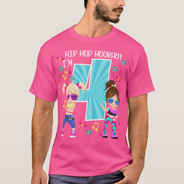 Hip hop Hooray I M 4 Birthday Hip-Skutt Kids Dance T Shirt (Framsida)