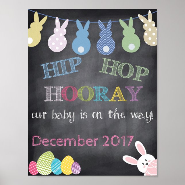 Hip hop Hooray Påsk Gravid Meddelande Poster (Framsidan)