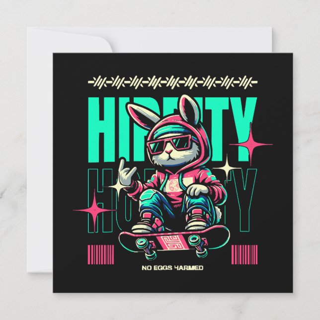 Hip-Hop Hoppity - Skater Bunny Påsk Inbjudningar (Framsida)