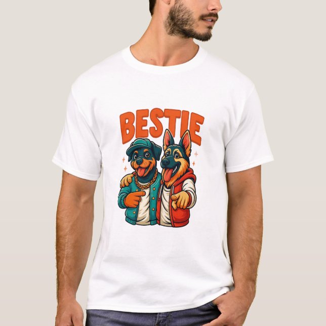 Hip hop Hund Besties Shirt for Friends t-shirt (Framsida)