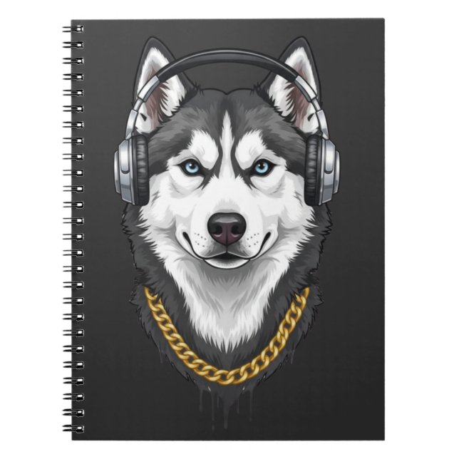 Hip-Hop Husky – Cool Streetwear Dog Anteckningsbok (Framsidan)
