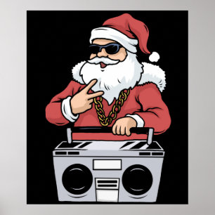 Hip hop Jultomten Gift Gangster Ghettoblaster Poster