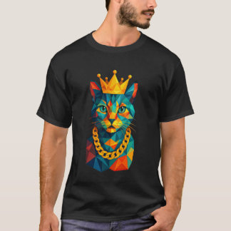 Hip Hop Katt Krona Rap Låg Polygon Graffiti Husdju T Shirt