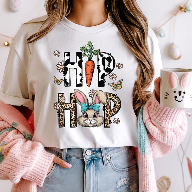 Hip hop Leopard Bunny Påsk T Shirt (Skapare uppladdad)