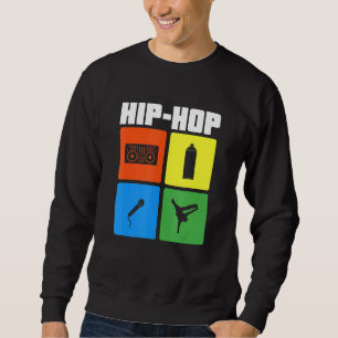 Hip hop Music Old Retro School Rap Dance Dj Lång Ärmad Tröja