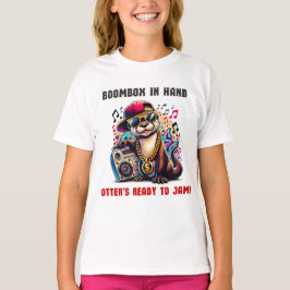 Hip hop Otter med Boombox och Music Vibes T Shirt