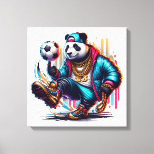 Hip Hop Panda Fotboll Sommar Sport Canvastryck