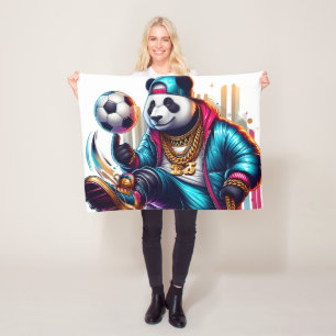 Hip Hop Panda Fotboll Sommar Sport Fleecefilt