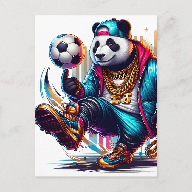 Hip Hop Panda Fotboll Sommar Sport Helg Vykort (Framsida)