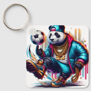 Hip Hop Panda Fotboll Sommar Sport Nyckelring