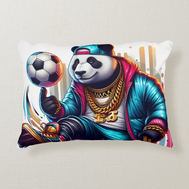 Hip Hop Panda Fotboll Sommar Sport Prydnadskudde (Framsidan)