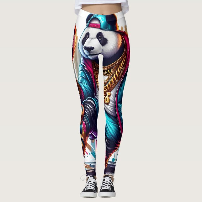 Hip Hop Panda Fotboll Sommar Sporter Leggings (Framsida)